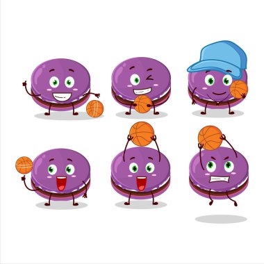 Basketbol atleti olarak yetenekli üzüm, dorayaki çizgi film karakteri. Vektör illüstrasyonu