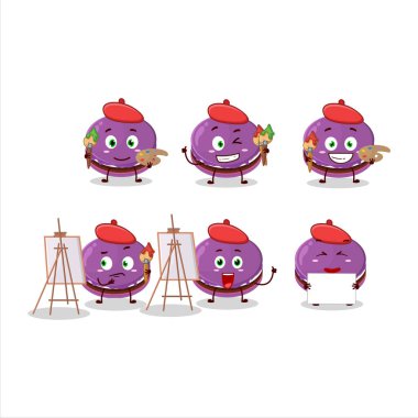 Üzüm sanatçısı, Dorayaki çizgi film karakteri, fırçayla çizilmiş. Vektör illüstrasyonu