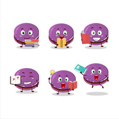 Üzümlü Dorayaki çizgi film karakteri konsepti komik bir kitap okuyor. Vektör illüstrasyonu