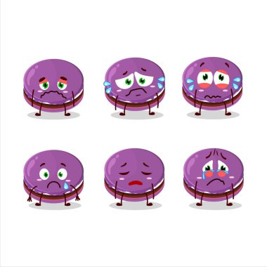 Üzümlü Dorayaki çizgi film karakteri, üzgün bir ifadeyle. Vektör illüstrasyonu