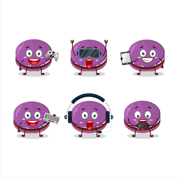 Uvas Dorayaki Personagem Dos Desenhos Animados Estão Jogando Jogos Com — Vetor de Stock