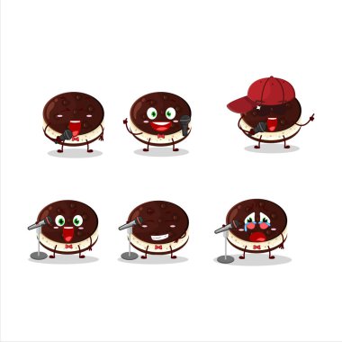 Dorayaki çikolatasının ünlü bir şarkı söylediği şirin bir çizgi film konsepti. Vektör illüstrasyonu