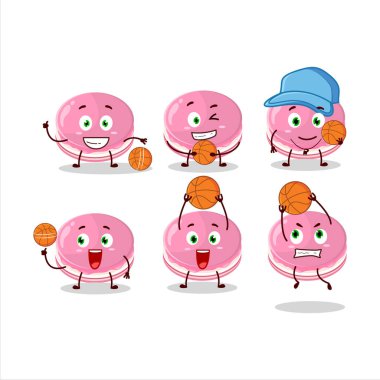 Basketbol atleti olarak yetenekli çilekli dorayaki çizgi film karakteri. Vektör illüstrasyonu