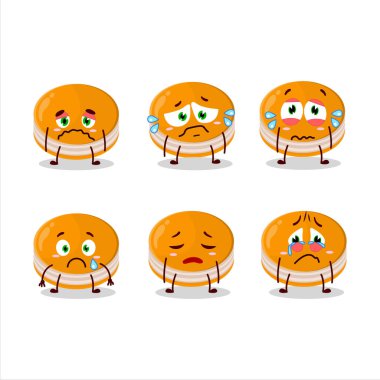 Üzgün yüzlü turuncu dorayaki çizgi film karakteri. Vektör illüstrasyonu