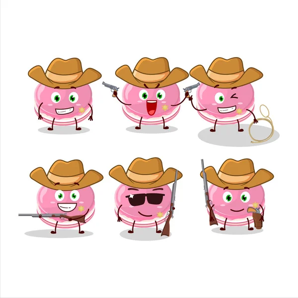 Cool Cowboy Strawberry Dorayaki Cartoon Character Cute Hat Vector Illustration — Stock Vector