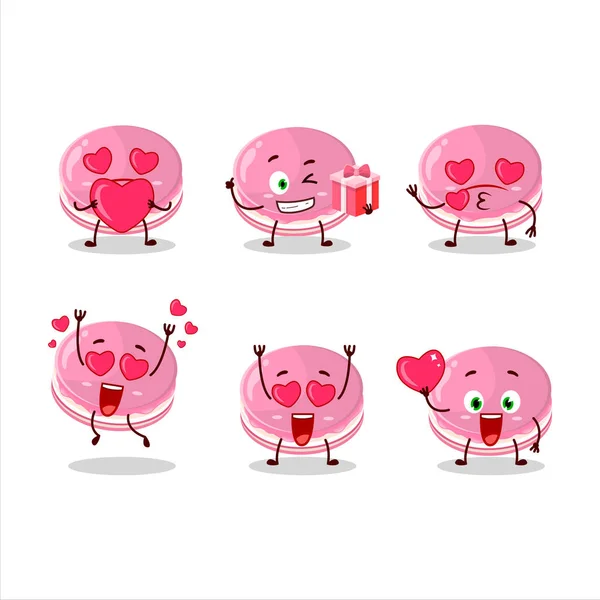 Personaje Dibujos Animados Dorayaki Fresa Con Amor Lindo Emoticono Ilustración — Vector de stock