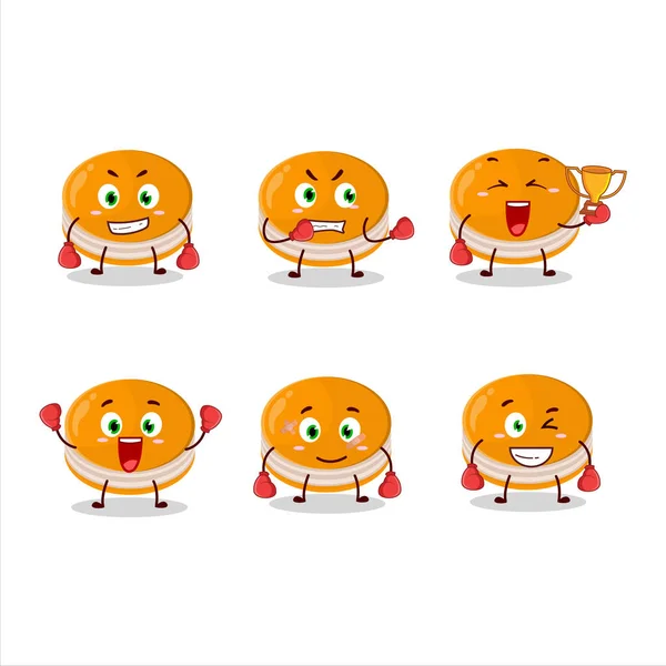 Une Conception Mascotte Athlète Boxe Dorayaki Orange Sportive Illustration Vectorielle — Image vectorielle