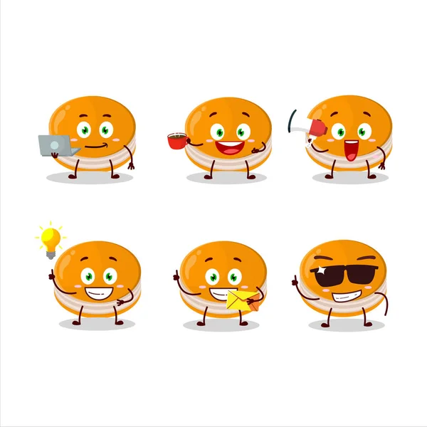 Orange Dorayaki Cartoon Character Various Types Business Emoticons Vector Illustration — Stock Vector