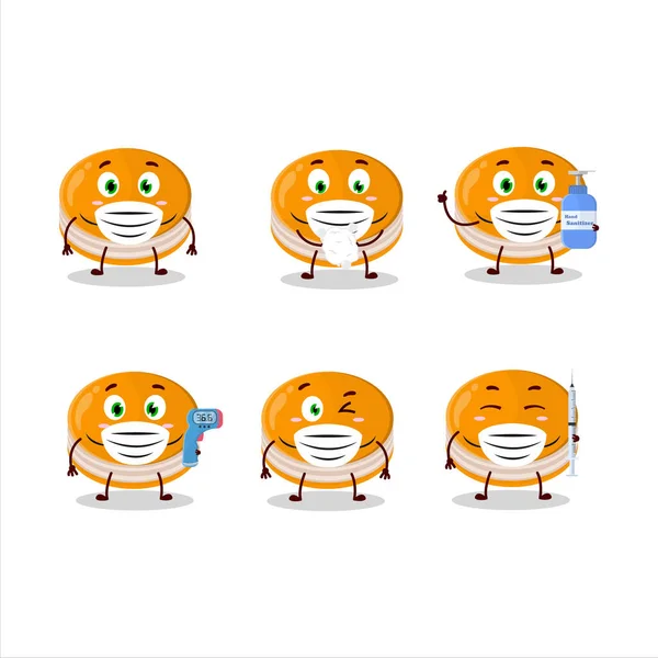 Obrázek Oranžové Dorayaki Kreslený Design Styl Zůstat Zdravý Během Pandemie — Stockový vektor