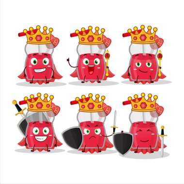 Altın taç takan Karizmatik Kral çilek suyu karakteri. Vektör illüstrasyonu