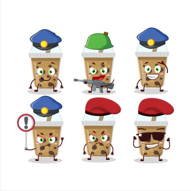 Boba maskotu tasarımı tarzında kendini adamış bir polis memuru. Vektör illüstrasyonu