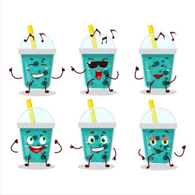 Müzikten hoşlanan boba dansçısı çizgi film karakteriyle taro sütü görüntüsü. Vektör illüstrasyonu