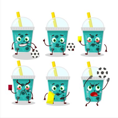 Futbol hakemi olarak çalışan boba çizgi film karakterli taro sütü. Vektör illüstrasyonu