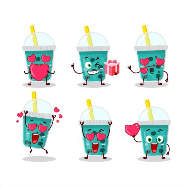 Taro sütü ve aşk simgesi olan bir çizgi film karakteri. Vektör illüstrasyonu