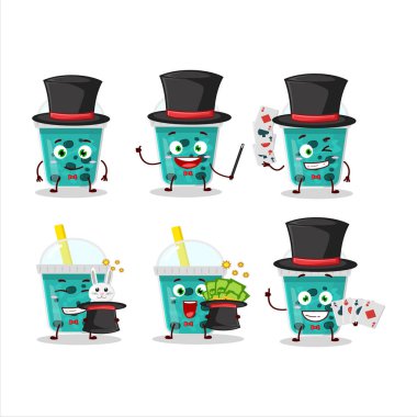 Boba Magician çizgi film karakterli bir taro sütü sahnede sahneleniyor. Vektör illüstrasyonu