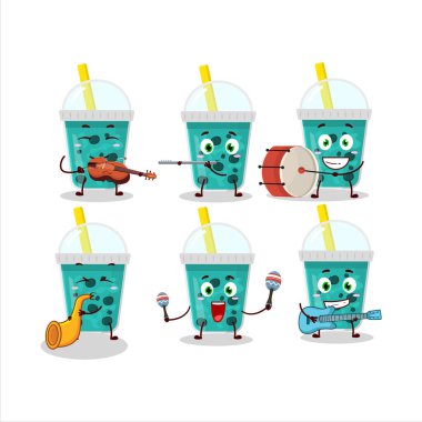 Taro Sütü 'nün çizgi film karakteri ve müzik enstrümanları. Vektör illüstrasyonu