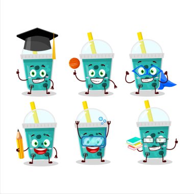 Değişik ifadeleri olan boba karikatürü karakteri olan taro sütü öğrencisi. Vektör illüstrasyonu