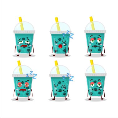 Uykulu ifadeli bobalı taro sütünün çizgi film karakteri. Vektör illüstrasyonu