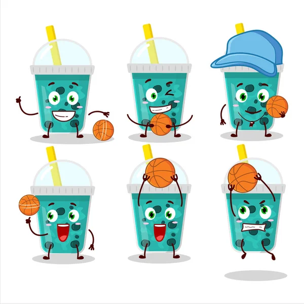 Basketbol atleti olarak boba çizgi film karakteri olan yetenekli taro sütü. Vektör illüstrasyonu