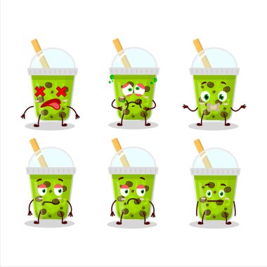 Karpuz sütü ve ifadesiz çizgi film karakteri. Vektör illüstrasyonu