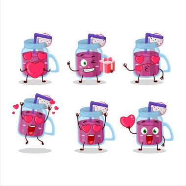 Sevgi ifadeli ejderha meyveli çizgi film karakteri. Vektör illüstrasyonu