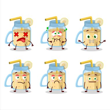 Yüzü olmayan muzlu smoothie çizgi film karakteri. Vektör illüstrasyonu