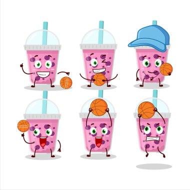 Basketbol atleti olarak boba çizgi film karakteri olan üzüm sütü. Vektör illüstrasyonu