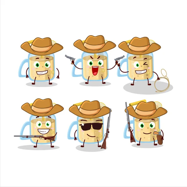 Coole Cowboy Bananen Smoothie Comicfigur Mit Niedlichem Hut Vektorillustration — Stockvektor