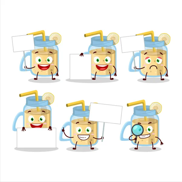 Muzlu smoothie çizgi film karakteri bilgi panosunu getir. Vektör illüstrasyonu