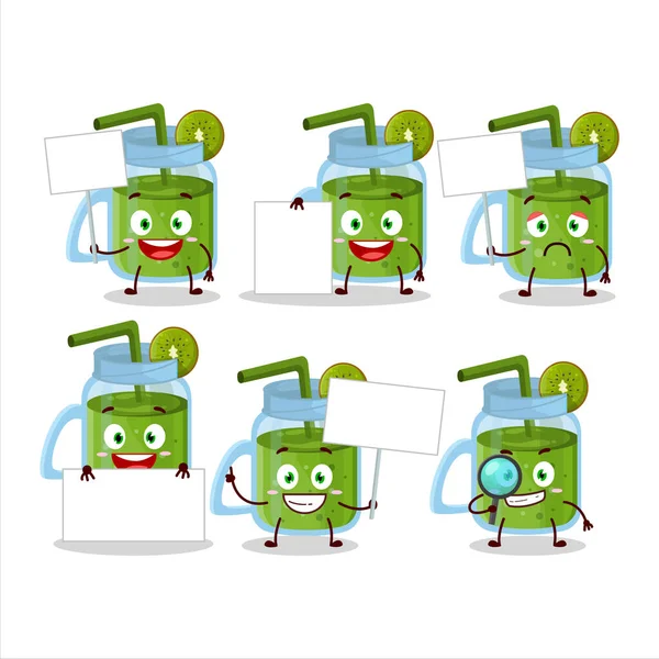 Kiwi smoothie çizgi film karakteri bilgi panosunu getirdi. Vektör illüstrasyonu