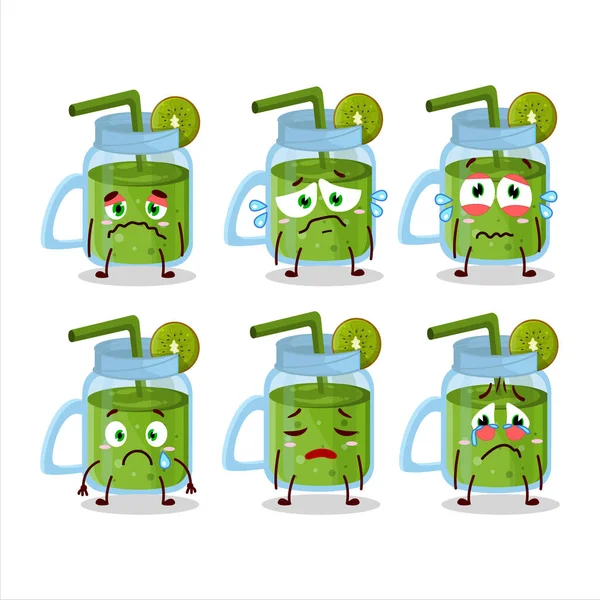 Üzgün suratlı Kivi Smoothie çizgi film karakteri. Vektör illüstrasyonu