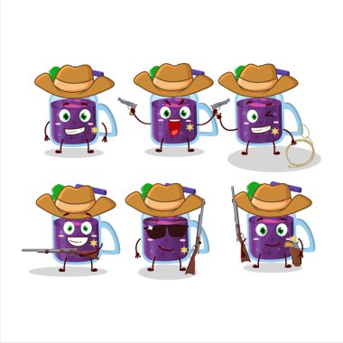 Havalı kovboy, tatlı şapkalı karikatür karakteri. Vektör illüstrasyonu