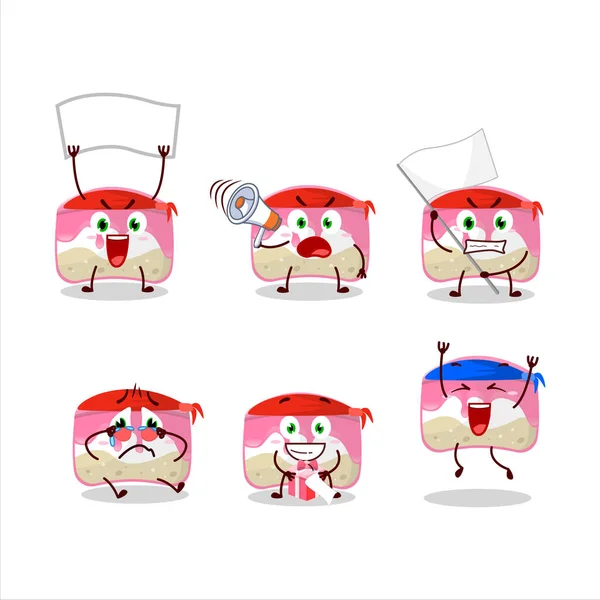 Mascot Design Style Strawberry Cake Character Attractive Supporter Vector Illustration — Stock Vector