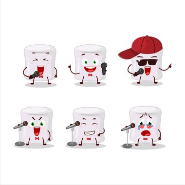 Marshmallow 'un ünlü bir şarkı söylediği şirin bir çizgi film tasarımı konsepti. Vektör illüstrasyonu