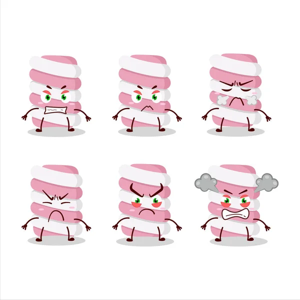 Marshmallow Twist Χαρακτήρα Κινουμένων Σχεδίων Διάφορες Θυμωμένες Εκφράσεις Εικονογράφηση Διανύσματος — Διανυσματικό Αρχείο
