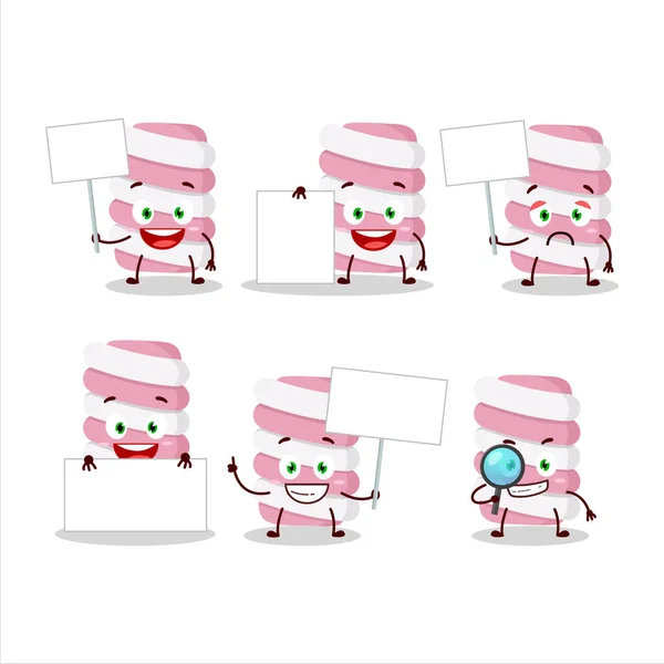 Marshmallow Twist Cartoon Figur Bringen Informationstafel Vektorillustration — Stockvektor