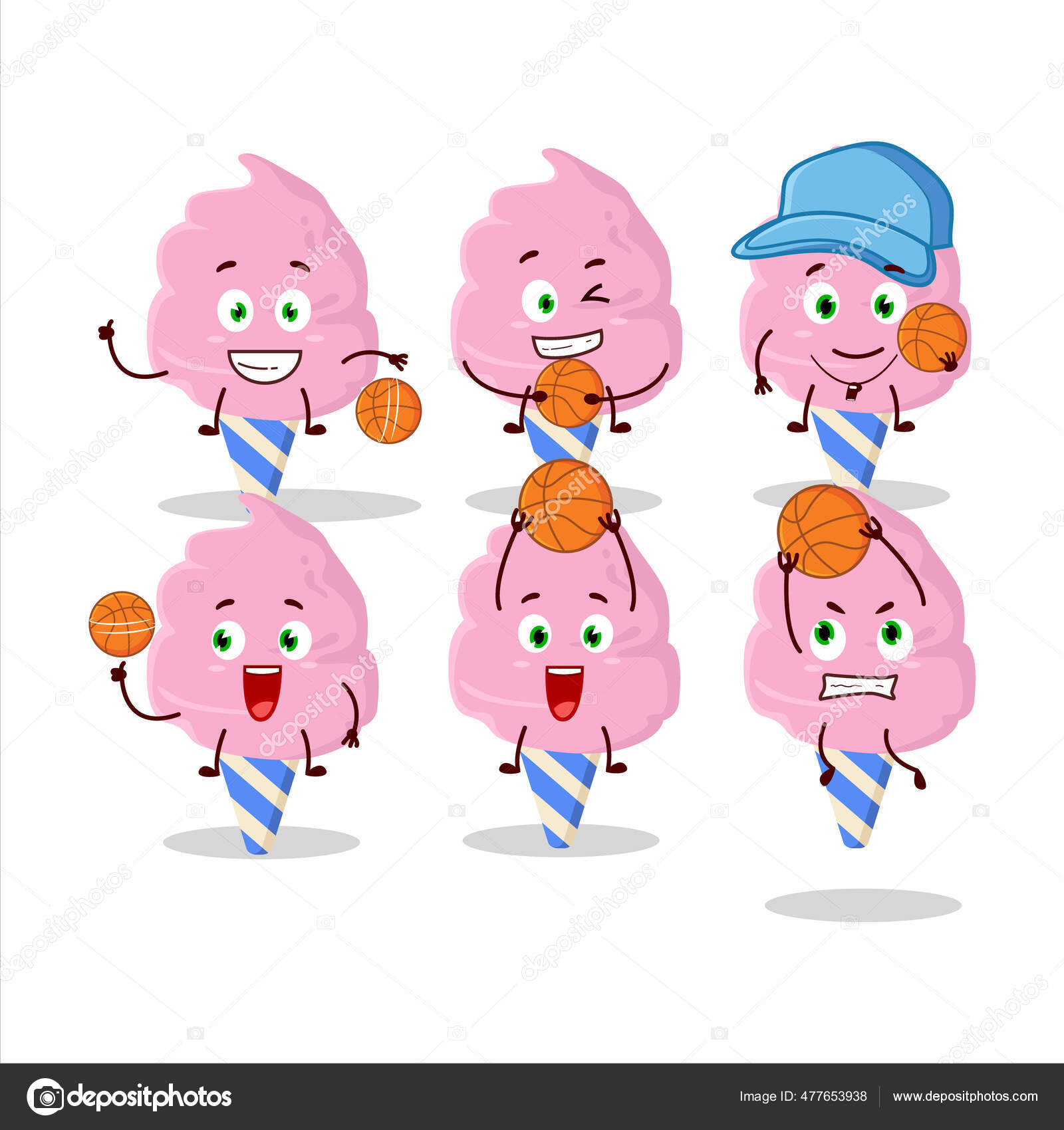 バスケットボール選手として才能ある綿菓子ストロベリー漫画のキャラクター ベクターイラスト ストックベクター C Kongvector