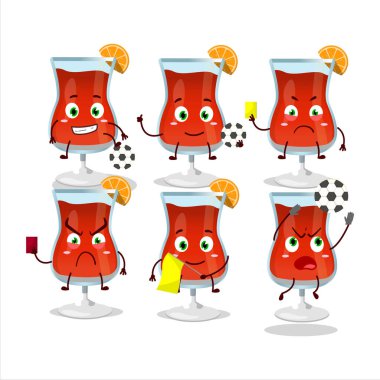 Futbol hakemi olarak çalışan Cosmopolitan çizgi film karakteri. Vektör illüstrasyonu