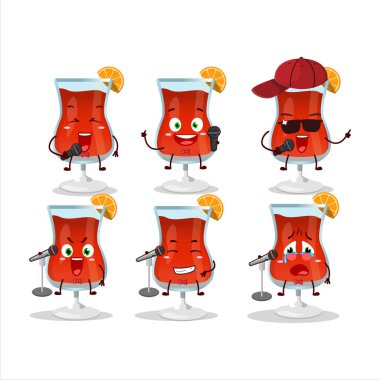 Kozmopolit kokteylinin ünlü bir şarkı söylediği şirin bir çizgi film tasarımı. Vektör illüstrasyonu