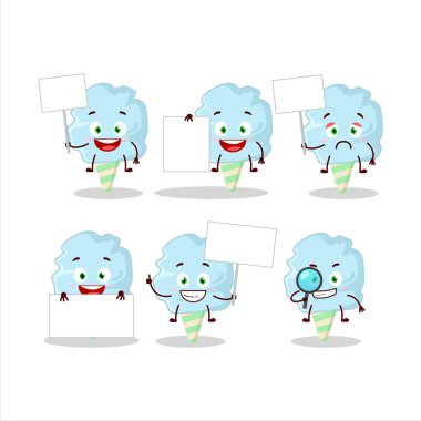 Pamuk helva vanilyalı çizgi film karakteri bilgi panosu getir. Vektör illüstrasyonu