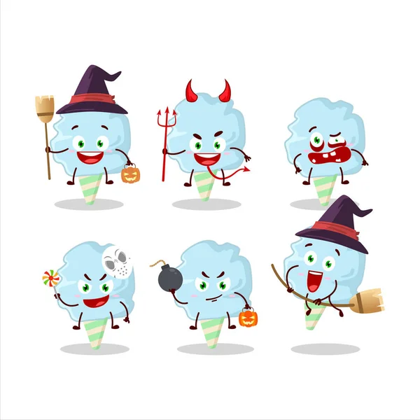 Emoticones Expresión Halloween Con Carácter Dibujos Animados Algodón Azúcar Vainilla — Vector de stock