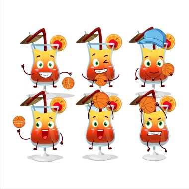 Basketbol atleti olarak yetenekli tekila sunrise çizgi film karakteri. Vektör illüstrasyonu