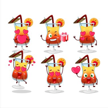 Sevgi ifadeli tekila gündoğumu çizgi film karakteri. Vektör illüstrasyonu