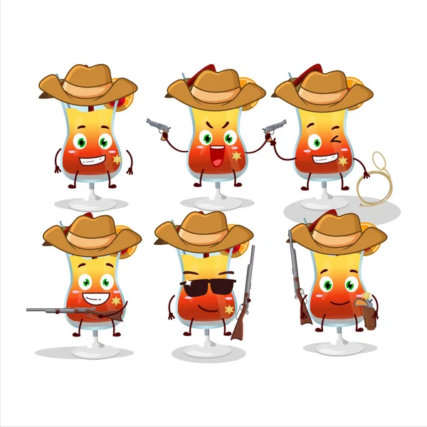 Cool Cowboy Tequila Sunrise Cartoon Character Cute Hat Векторная Иллюстрация — стоковый вектор