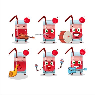 Singapur Sling 'in çizgi film karakteri müzik enstrümanları çalıyor. Vektör illüstrasyonu