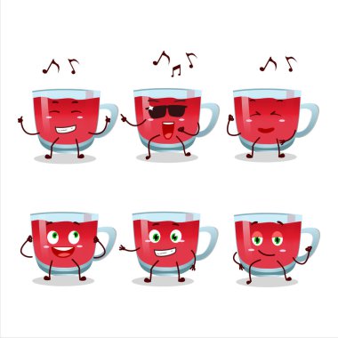 Çaydanlık çaydanlığının müzikten hoşlanan çizgi film karakteri. Vektör illüstrasyonu