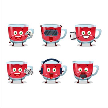 Rooibos çay çizgi film karakteri çeşitli şirin ifadelerle oyunlar oynuyor. Vektör illüstrasyonu