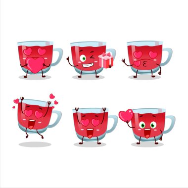 Rooibos çay çizgi film karakteri. Sevgi ifadesi olan. Vektör illüstrasyonu