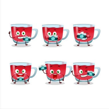 rooibos çay karikatürü karakteri ile fotoğrafçılık mesleği simgesi. Vektör illüstrasyonu