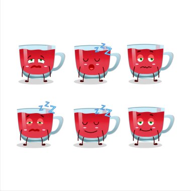 Uykulu yüzlü, karikatür karakteri çayları. Vektör illüstrasyonu